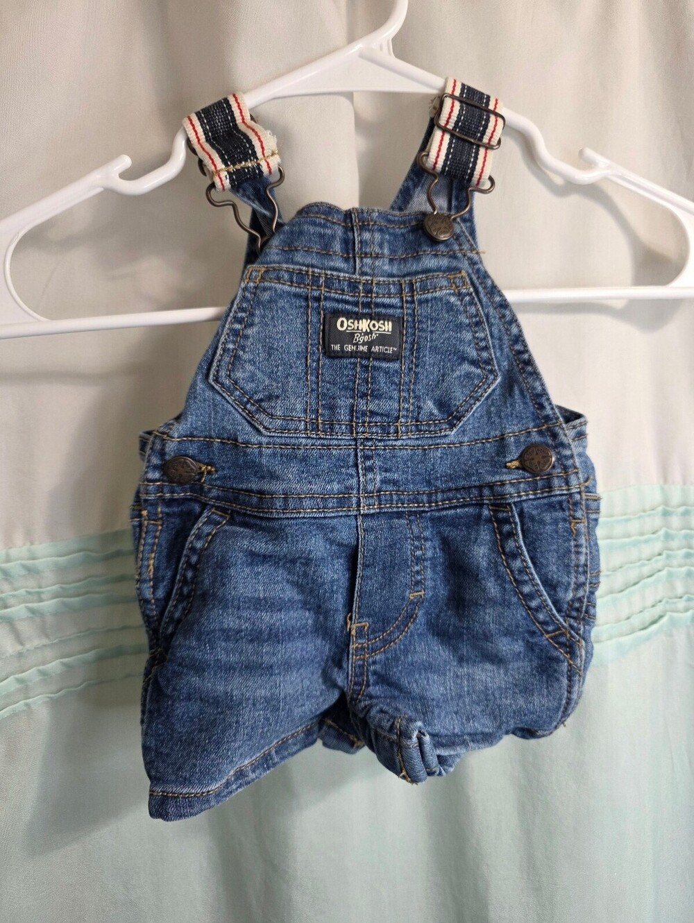 OshKosh B'gosh Baby Denim Overalls Shorts, Size 3 Months